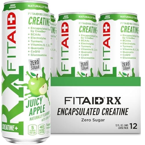 FITAID RX Zero Sugar Juicy Apple - Creatina Encapsulada, Bebida de Workout Recovery