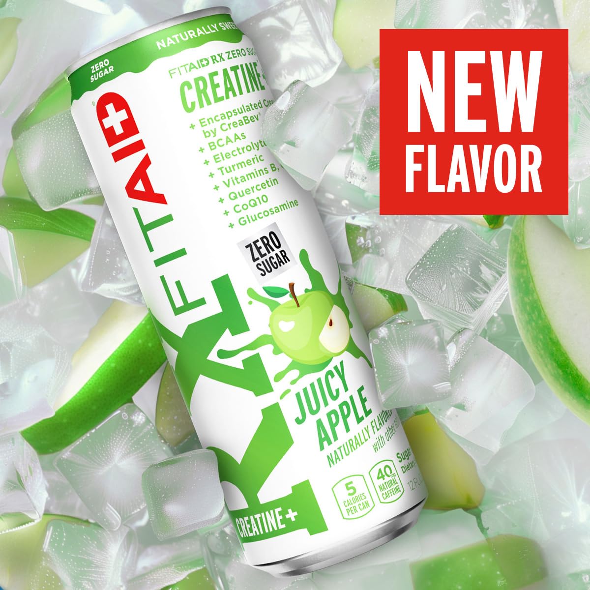 FITAID RX Zero Sugar Juicy Apple - Creatina Encapsulada, Bebida de Workout Recovery
