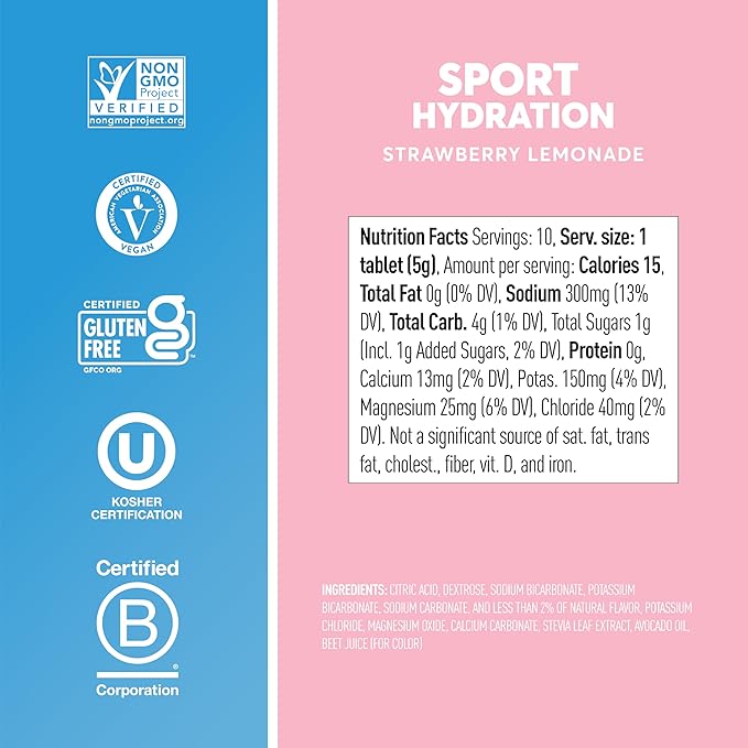 Nuun Sport – Tabletas de Hidratacion con Electrolitos - Sabor Strawberry Lemonade