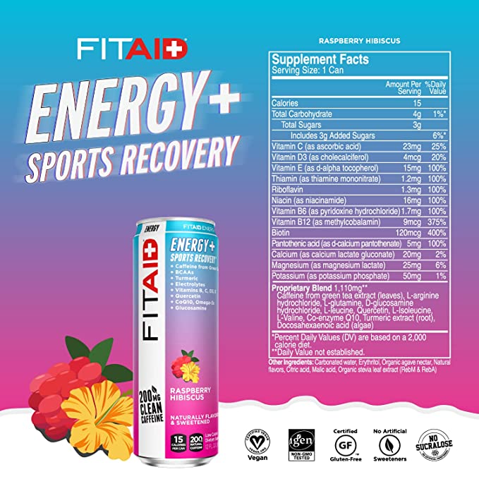 FITAID ENERGY® Sabor Raspberry Hibiscus - Bebida Energética y Recuperación Deportiva