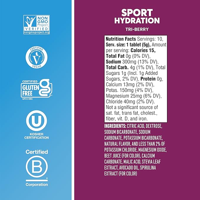 Nuun Sport – Tabletas de Hidratacion con Electrolitos - Sabor Tri Berry