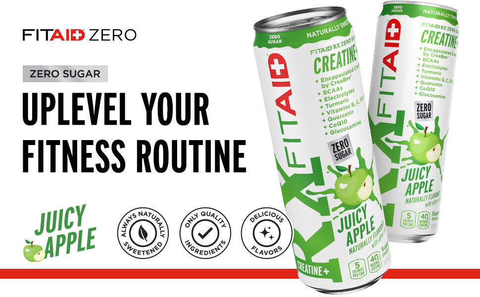 FITAID RX Zero Sugar Juicy Apple - Creatina Encapsulada, Bebida de Workout Recovery