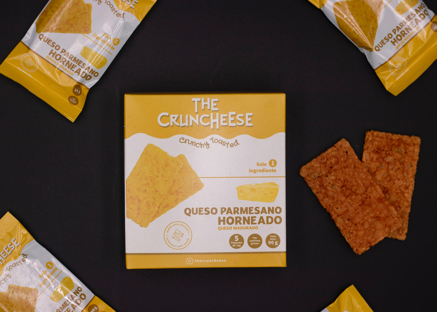 The Cruncheese - Snacks de Queso Parmesano Horneado - Caja con 5 Paquetes