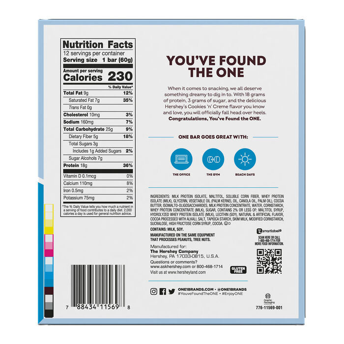 ONE HERSHEYS Cookies and Creme - Barra de Proteina