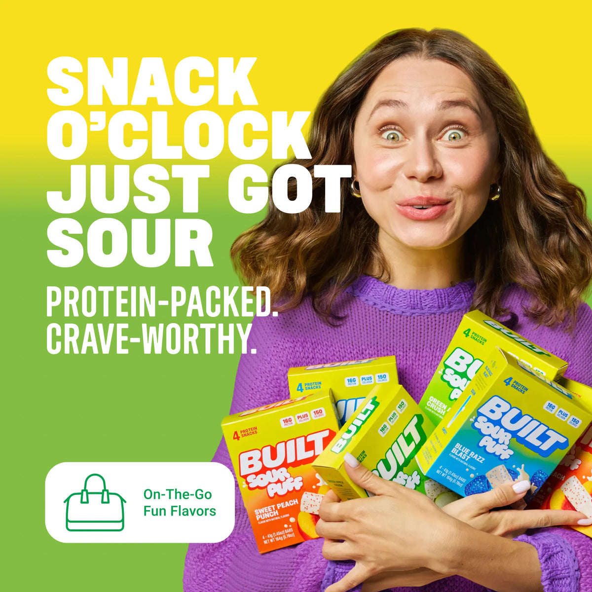 Barra de Proteina y Colageno - Sabor Green Apple Crush - Marca BUILT