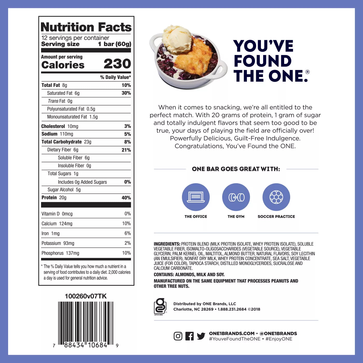 ONE BARS Blueberry Cobbler - Barra de Proteina