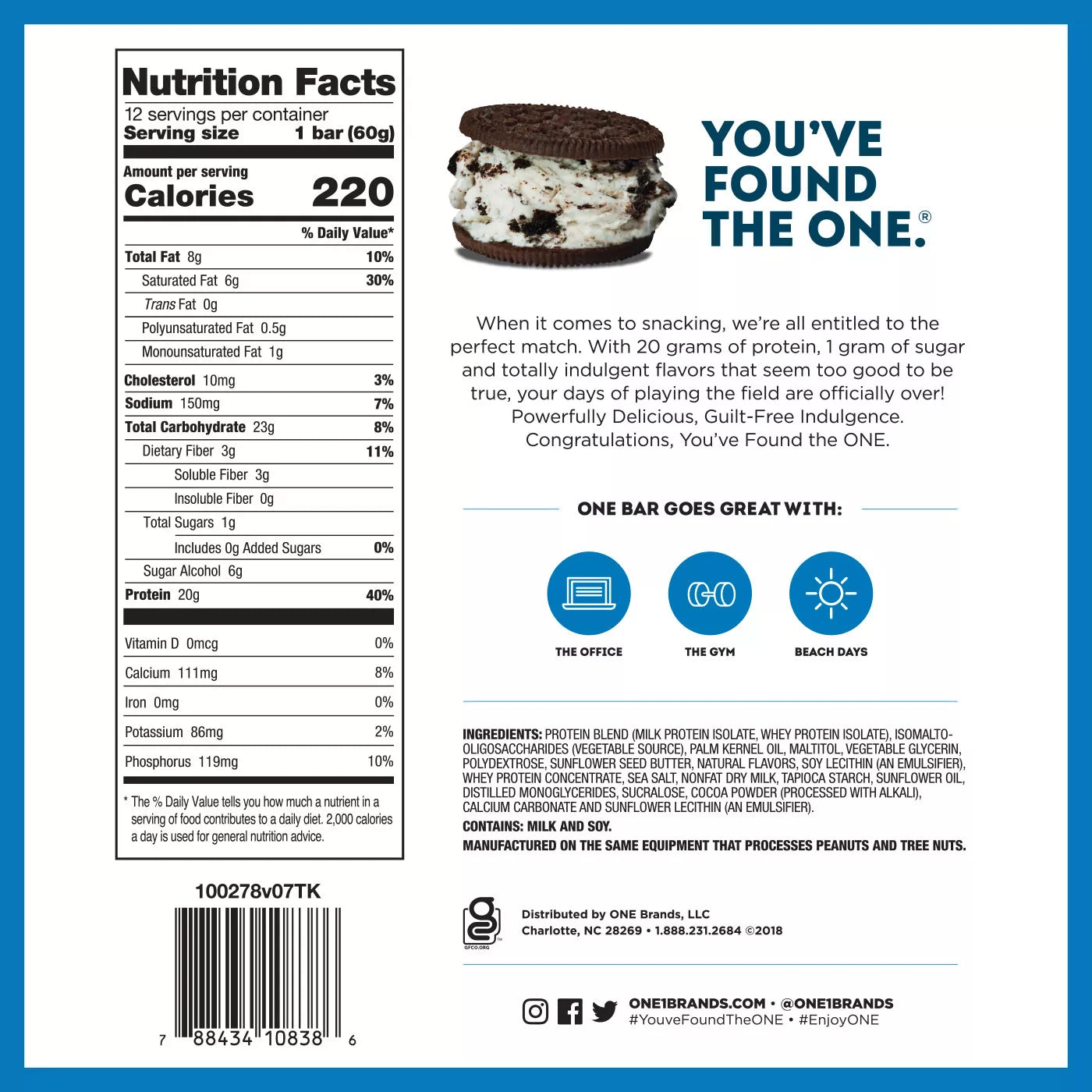 ONE BARS Cookies & Creme - Barra de Proteina