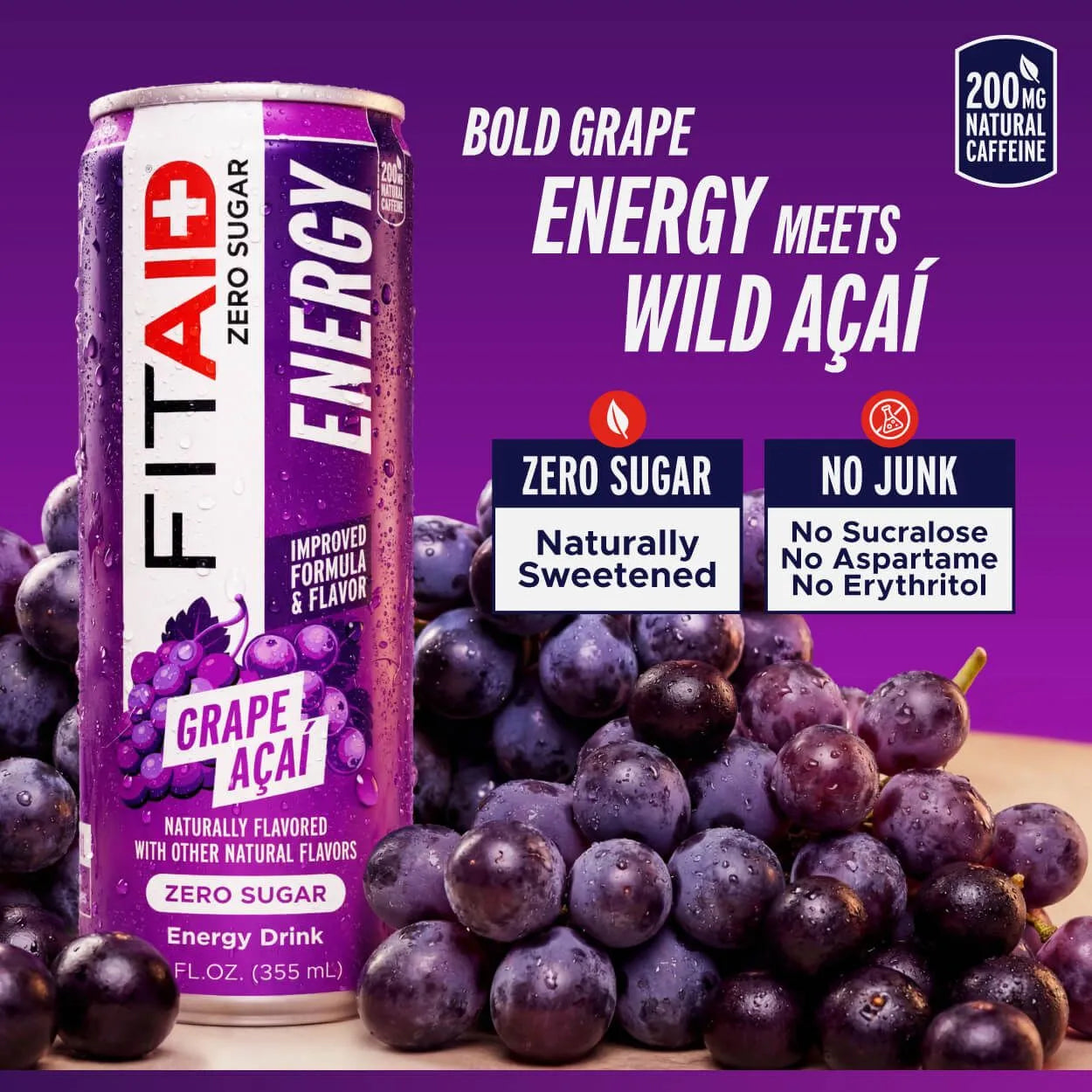 FITAID ENERGY® Sabor Grape Acai - Bebida Energética y Recuperación Deportiva