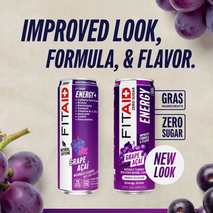 FITAID ENERGY® Sabor Grape Acai - Bebida Energética y Recuperación Deportiva