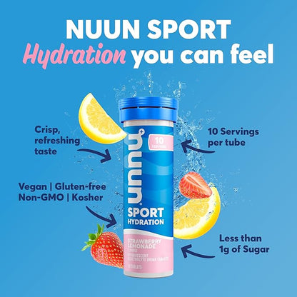 Nuun Sport – Tabletas de Hidratacion con Electrolitos - Sabor Strawberry Lemonade