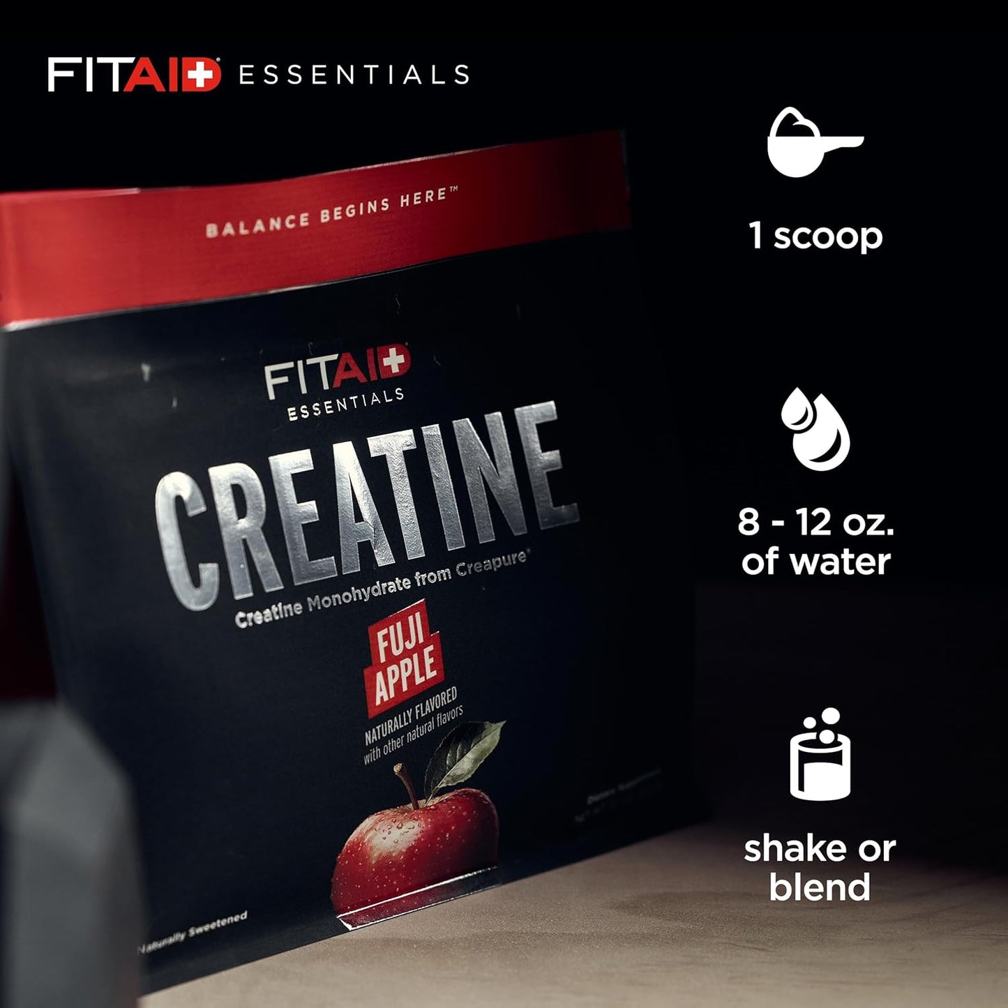 FITAID Creatina en Polvo - Sabor Manzana Fuji