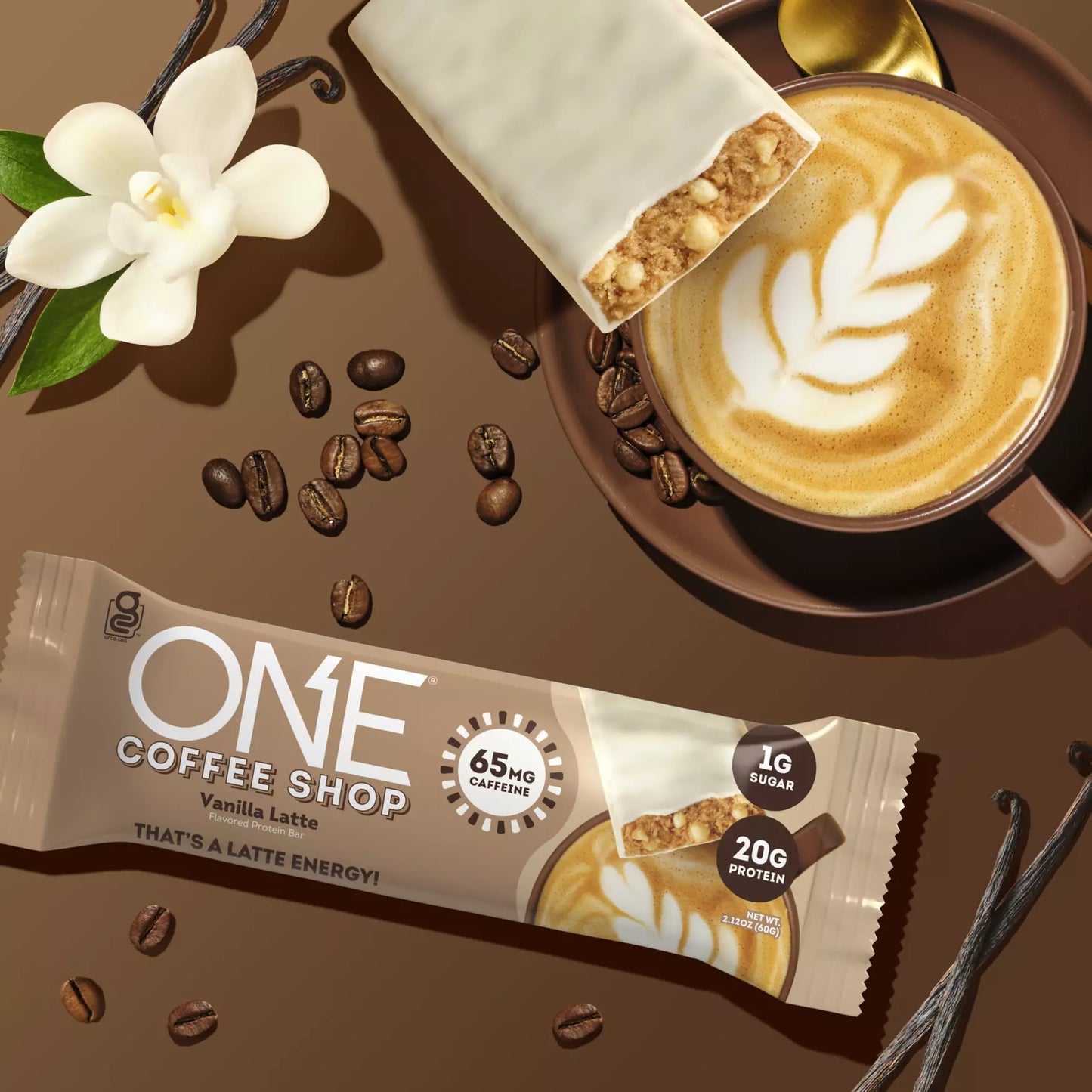 ONE COFFEE SHOP Vanilla Latte - Barra de Proteina