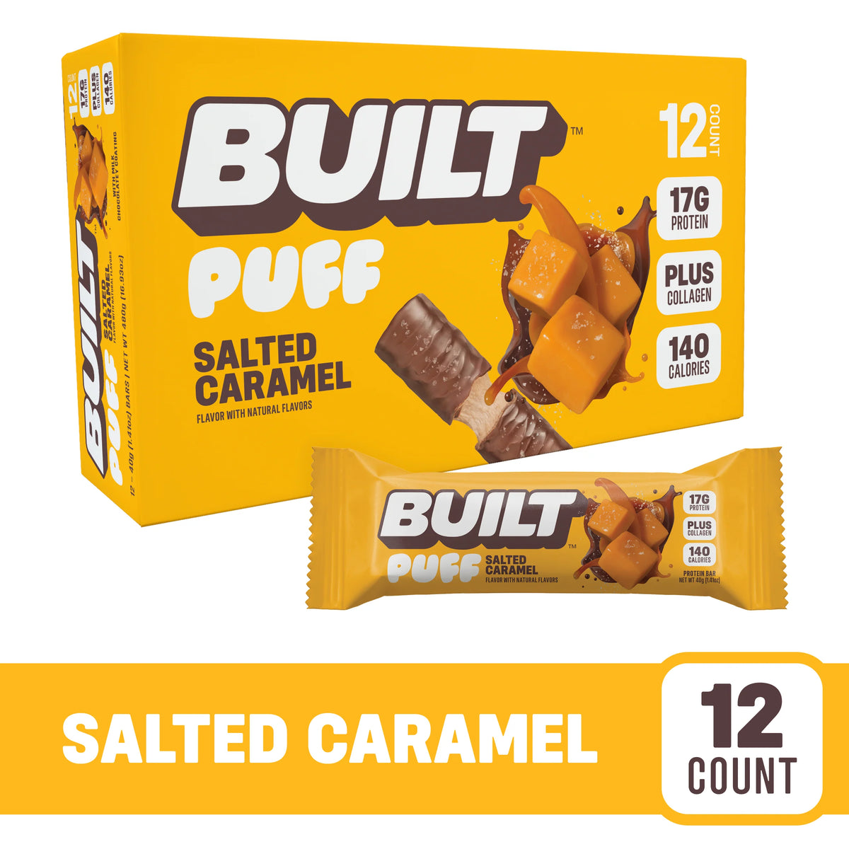 Barra de Proteina y Colageno - Sabor Salted Caramel - Marca BUILT