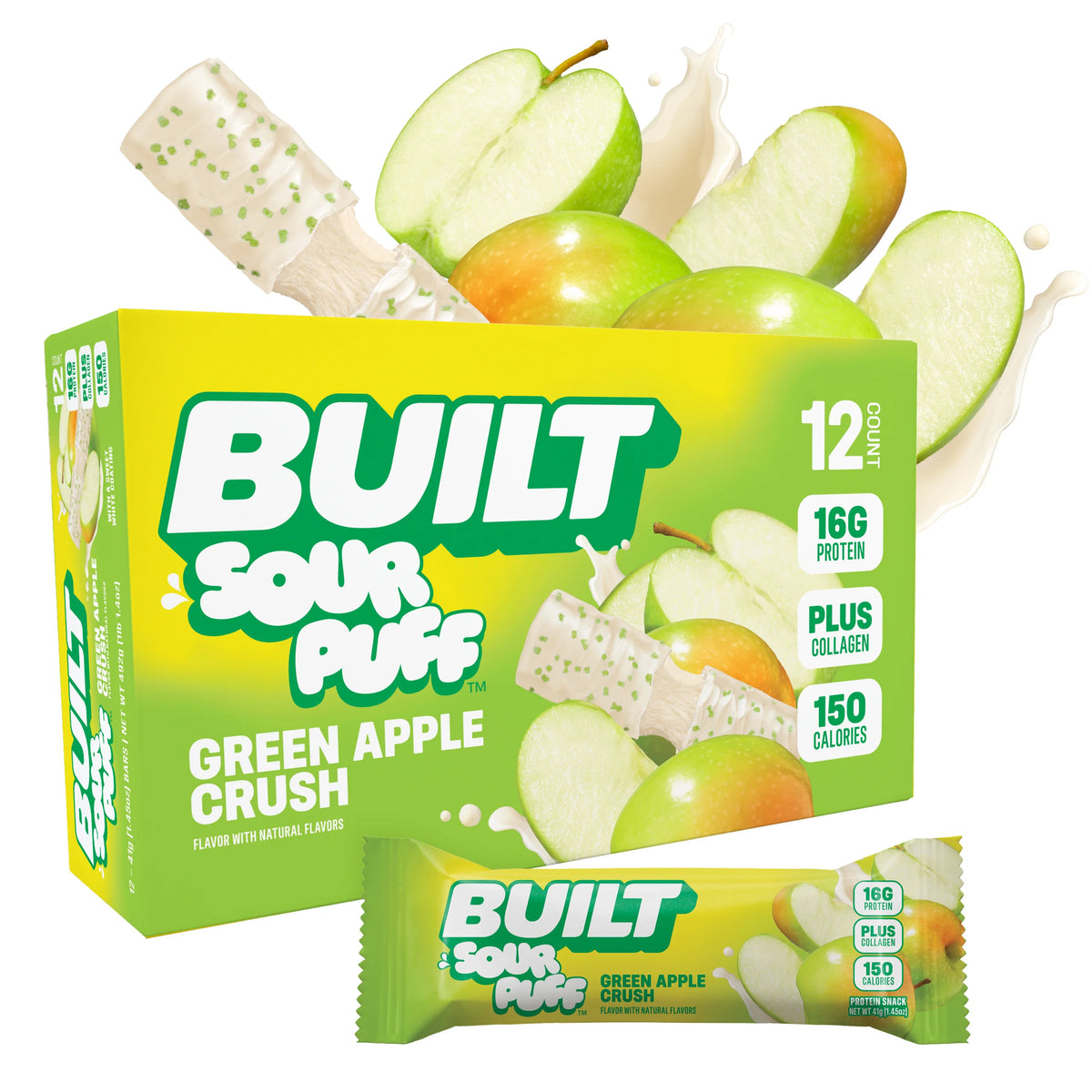 Barra de Proteina y Colageno - Sabor Green Apple Crush - Marca BUILT