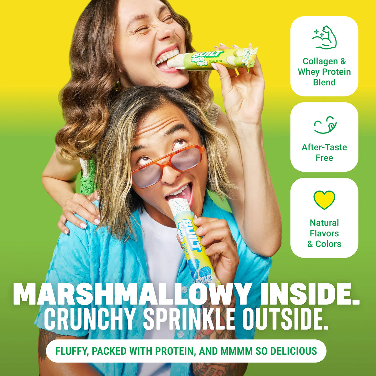 Barra de Proteina y Colageno - Sabor Green Apple Crush - Marca BUILT