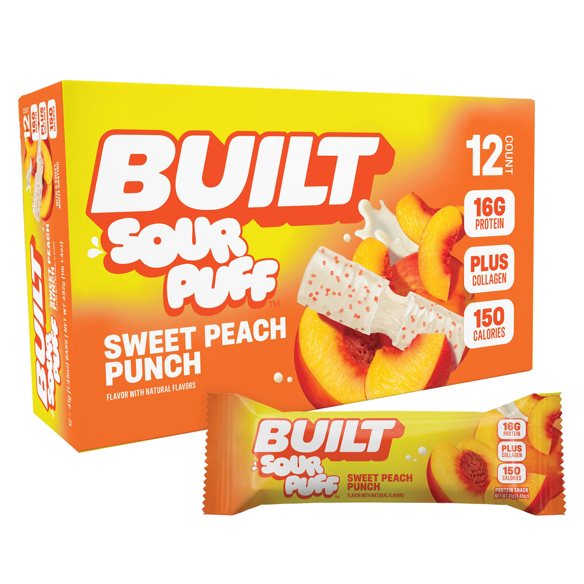 Barra de Proteina y Colageno - Sabor Sweet Peach Sour Punch - Marca BUILT