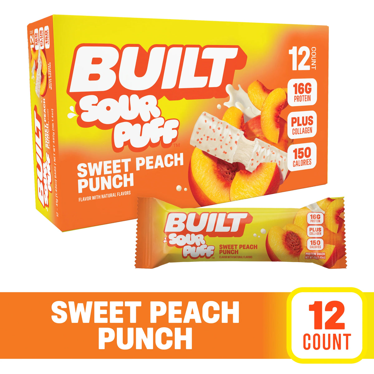 Barra de Proteina y Colageno - Sabor Sweet Peach Sour Punch - Marca BUILT