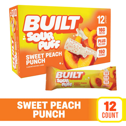 Barra de Proteina y Colageno - Sabor Sweet Peach Sour Punch - Marca BUILT