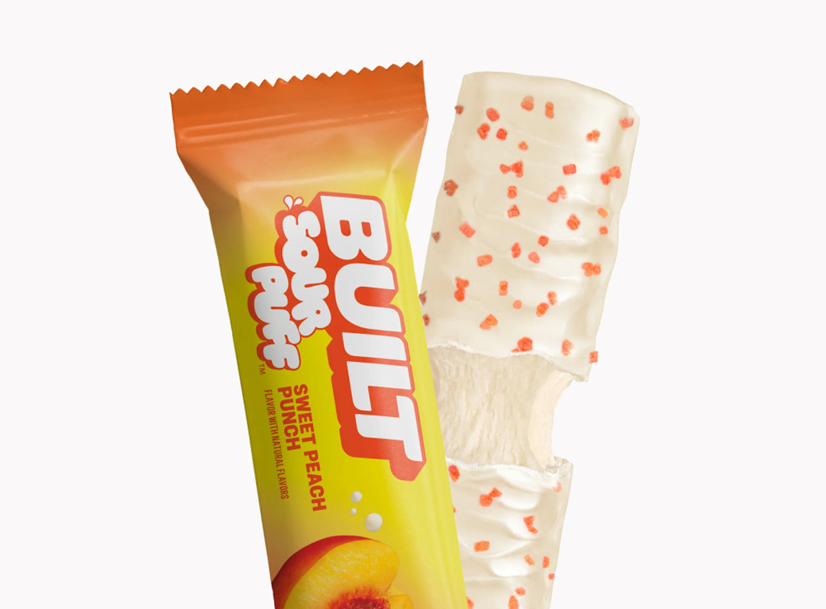 Barra de Proteina y Colageno - Sabor Sweet Peach Sour Punch - Marca BUILT