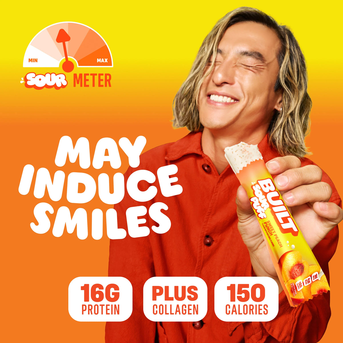 Barra de Proteina y Colageno - Sabor Sweet Peach Sour Punch - Marca BUILT