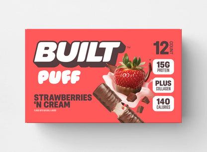 Barra de Proteina y Colageno - Sabor Strawberries 'N Cream Puff - Marca BUILT