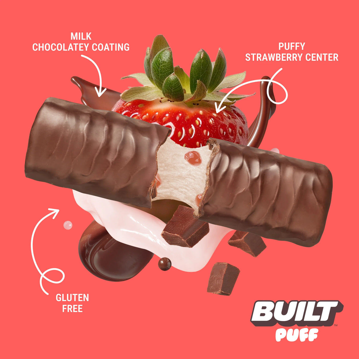 Barra de Proteina y Colageno - Sabor Strawberries 'N Cream Puff - Marca BUILT