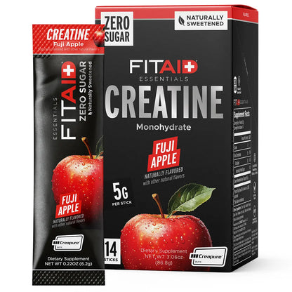 FITAID Essentials Creatine Monohydrate - 14 Sobres Individuales con Creapure - Sabor Fuji Apple