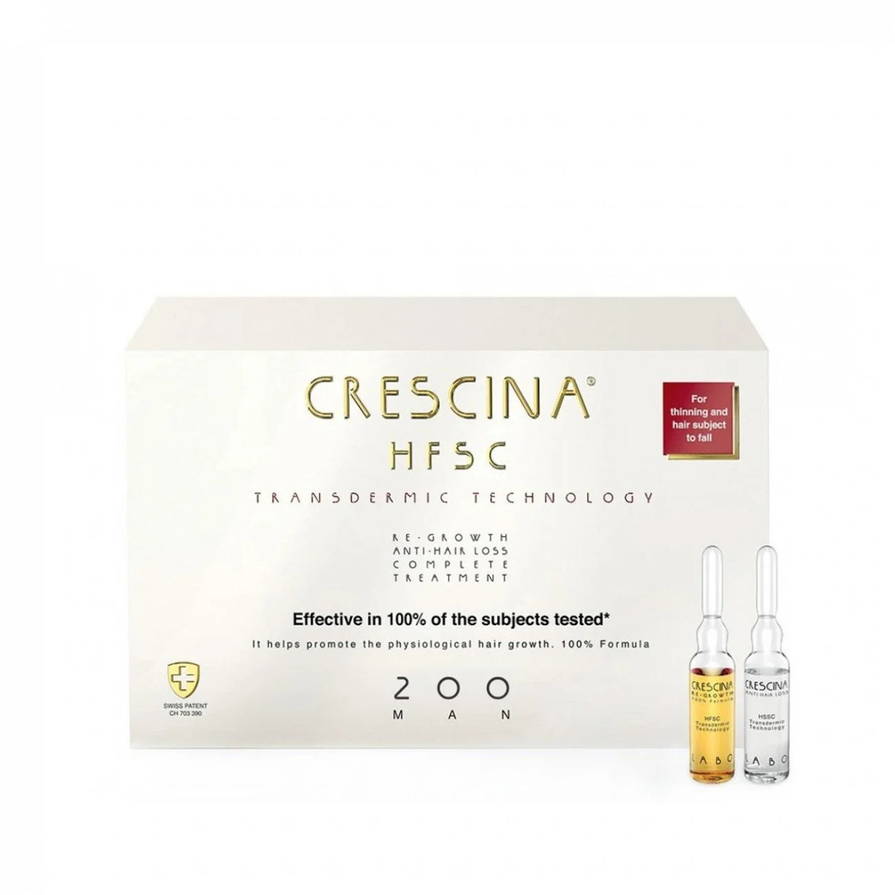 Crescina HFSC Transdermic 200 Man - Ampollas 3.5ml x 10+10 Tratamiento