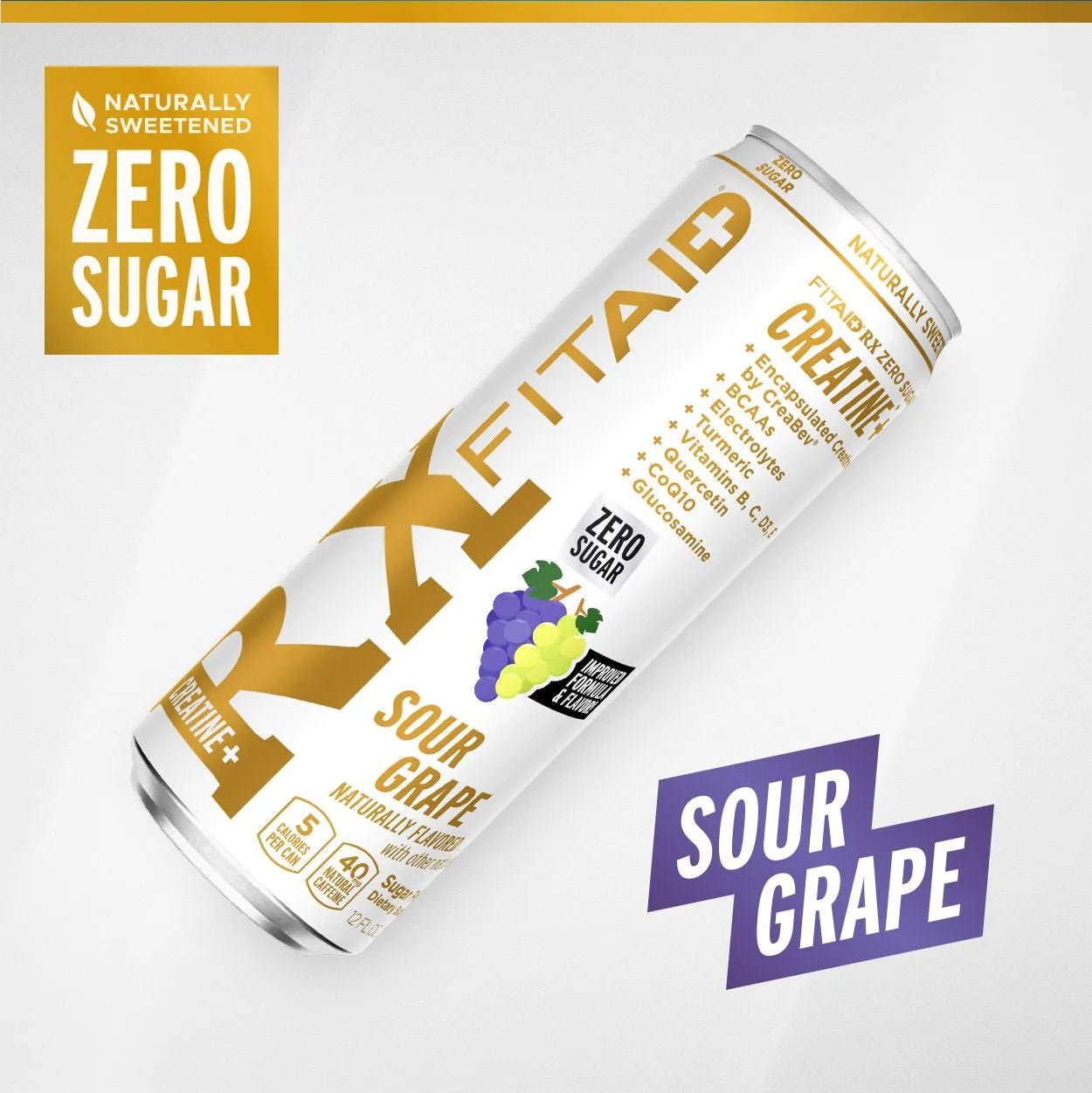 FITAID RX ZERO® Sabor Sour Grape - Bebida de Recuperación con Creatina y Sin Azúcar