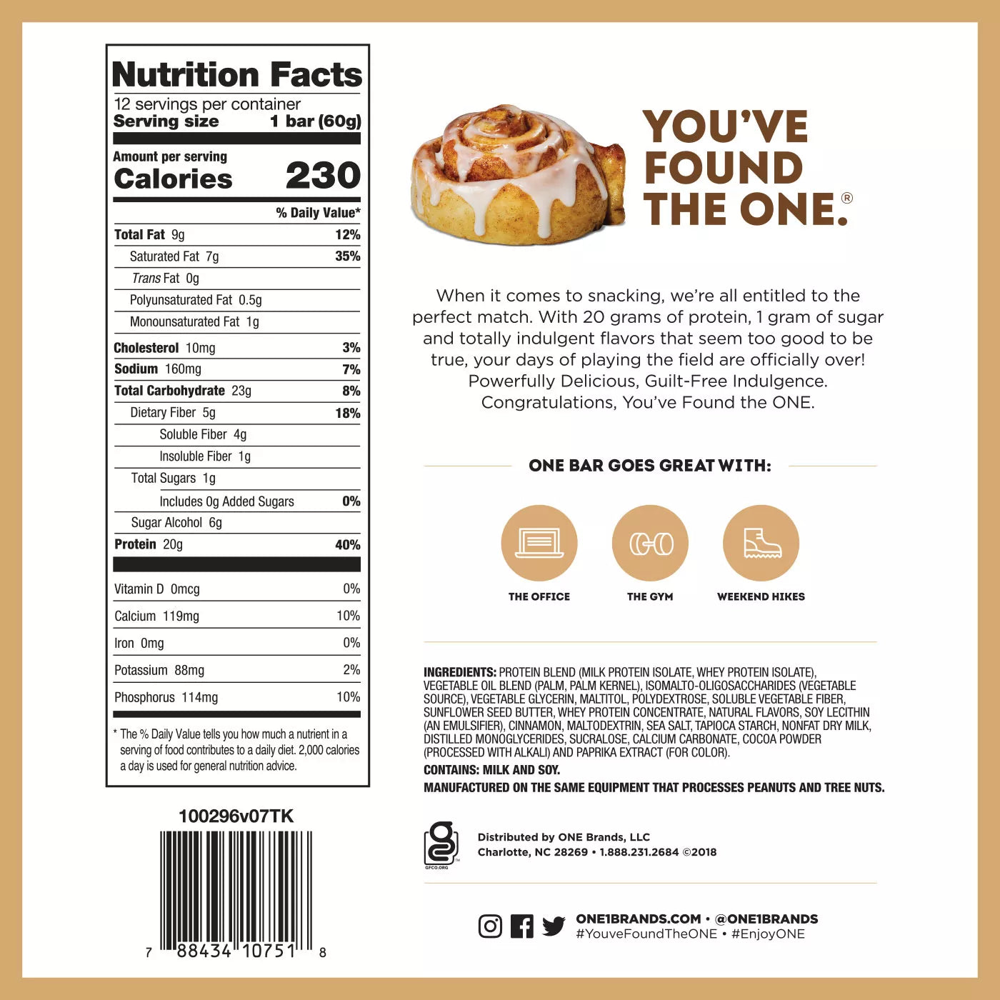 ONE BARS Cinnamon Roll - Barra de Proteina