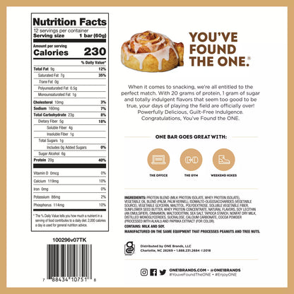 ONE BARS Cinnamon Roll - Barra de Proteina